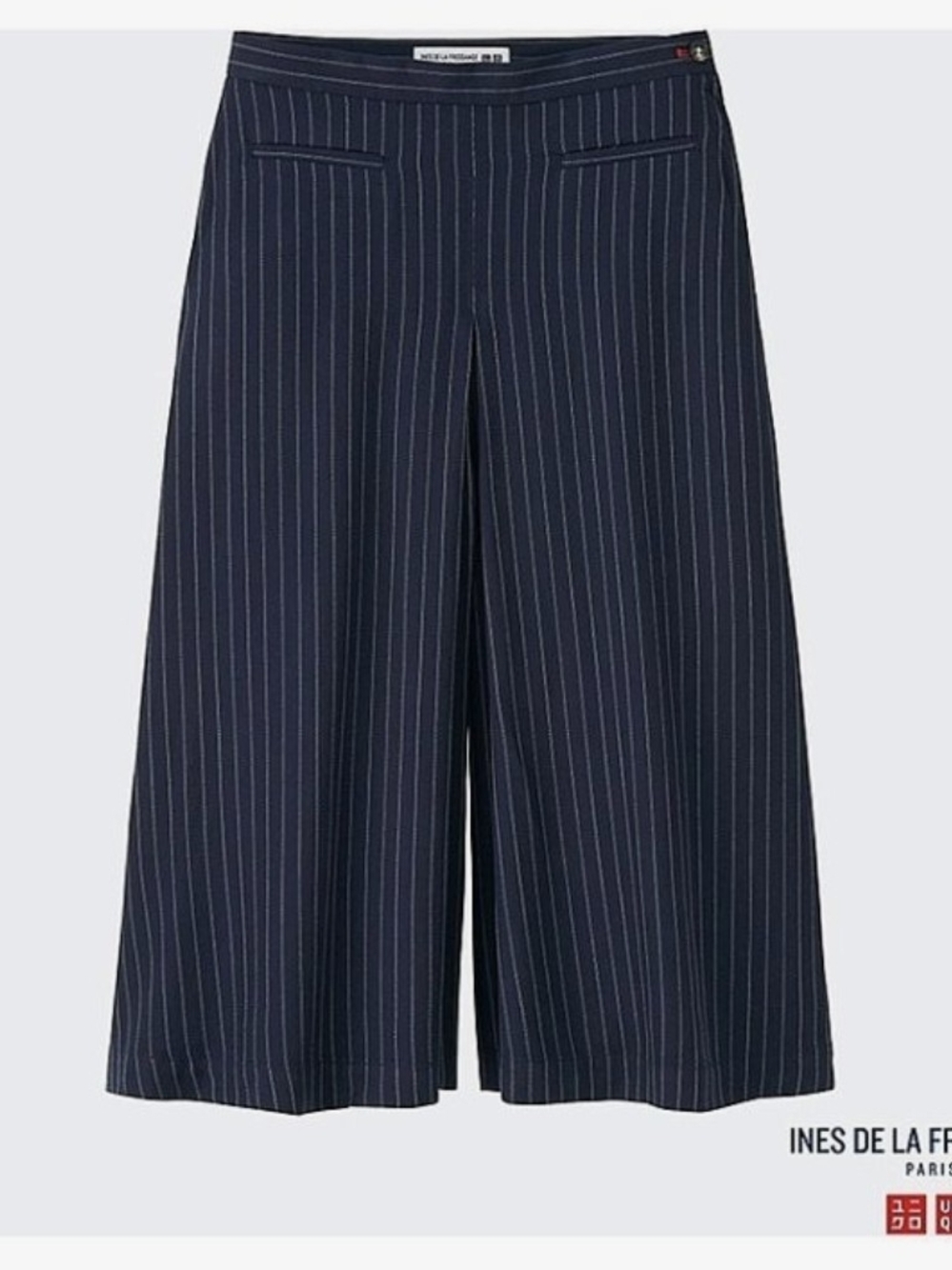 Uniqlo X Idlf Navy Pinstripe Wide-Leg Culottes Rayon Pants NWT 0